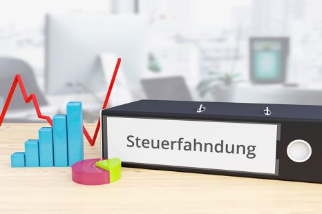 Foto: Ordner mit Schriftzug Steuerfahndung an Rücken